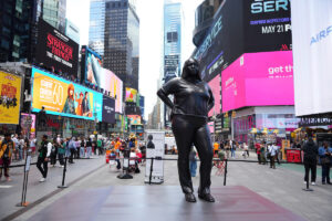 12-Foot Tall Sculpture Of A Woman Stands Tall In Times Square