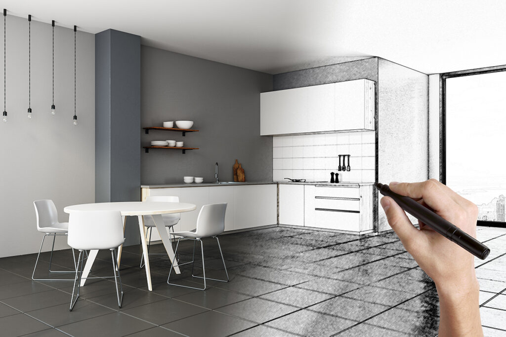 Hand drawing kitchen