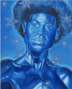 Anthony-Peyton-Young-Blue-Gaze_Creation-From-The-Cosmos-acrylic-and-mixed-media-on-canvas-2022-art-plugged_
