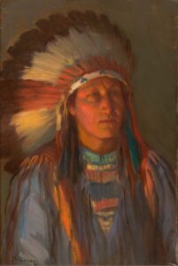 Joseph-Henry-Sharp-Oklahoma-Cheyenne-AKA-Indian-Boy-in-Full-Dress-Collection-of-Harwood-Museum-of-Art